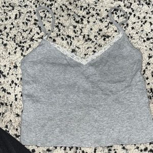 brandy melville lace trim grey tank